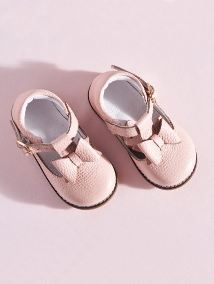 Ortadan Fiyonklu Pembe İlk Adım Ayakkabısı